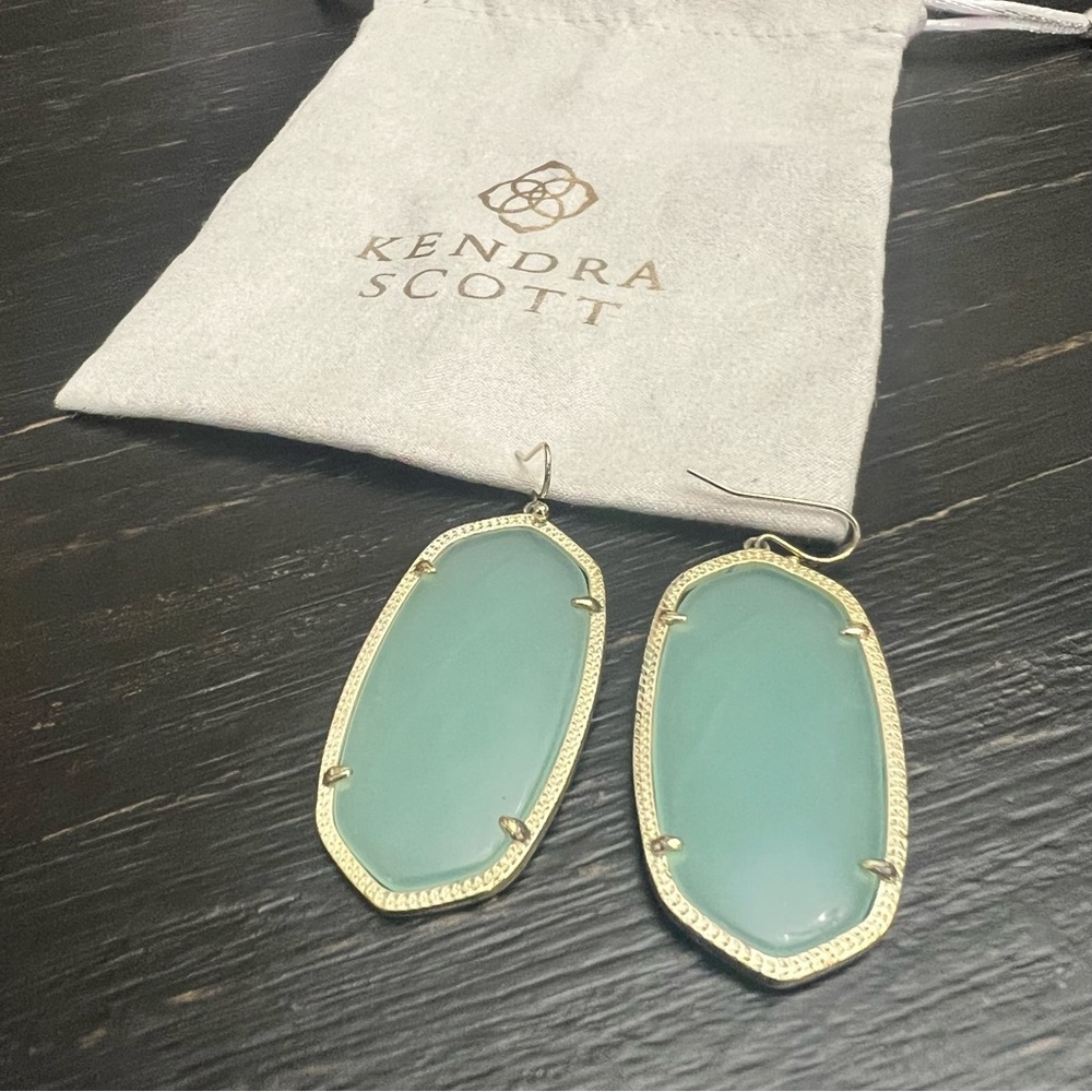 Kendra Scott Classic Danielle Earrings Light Chalcedony Stone in Gold Tone
